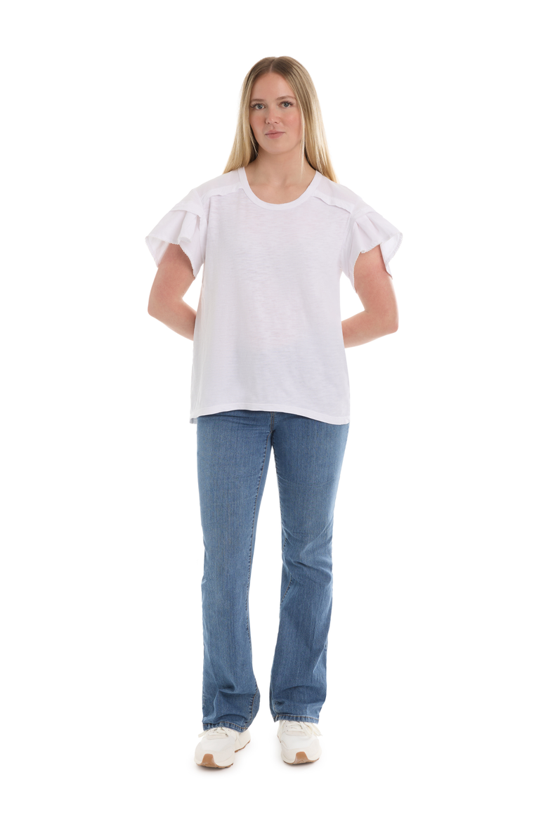Ruffle Short Sleeve Tee, Alternate, color, White