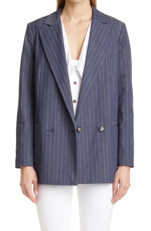 Double Breasted Pinstripe Blazer