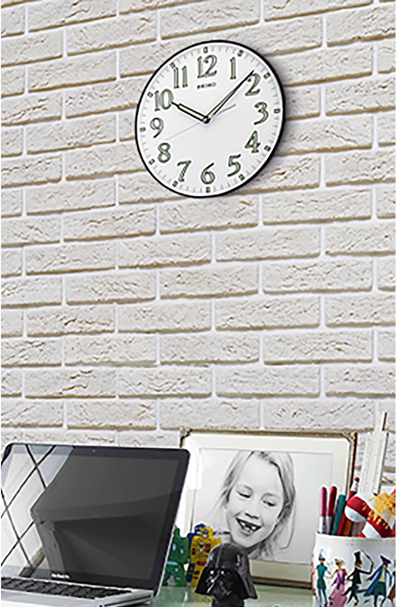 Seiko Black Metallic Framed Wall Clock, Alternate, color, Black