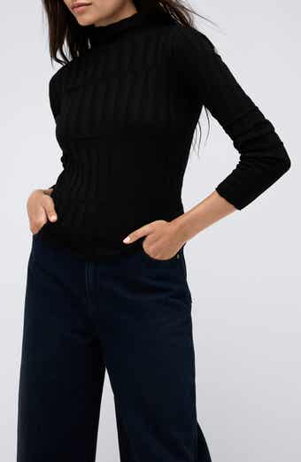 Kenneth Cole Mock Neck Rib Top