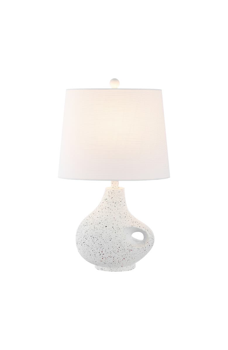JONATHAN Y Charlotte 24" Minimalist Designer Iron/Resin Oval Shade LED Table Lamp, White Terrazzo, Main, color, White Terrazzo
