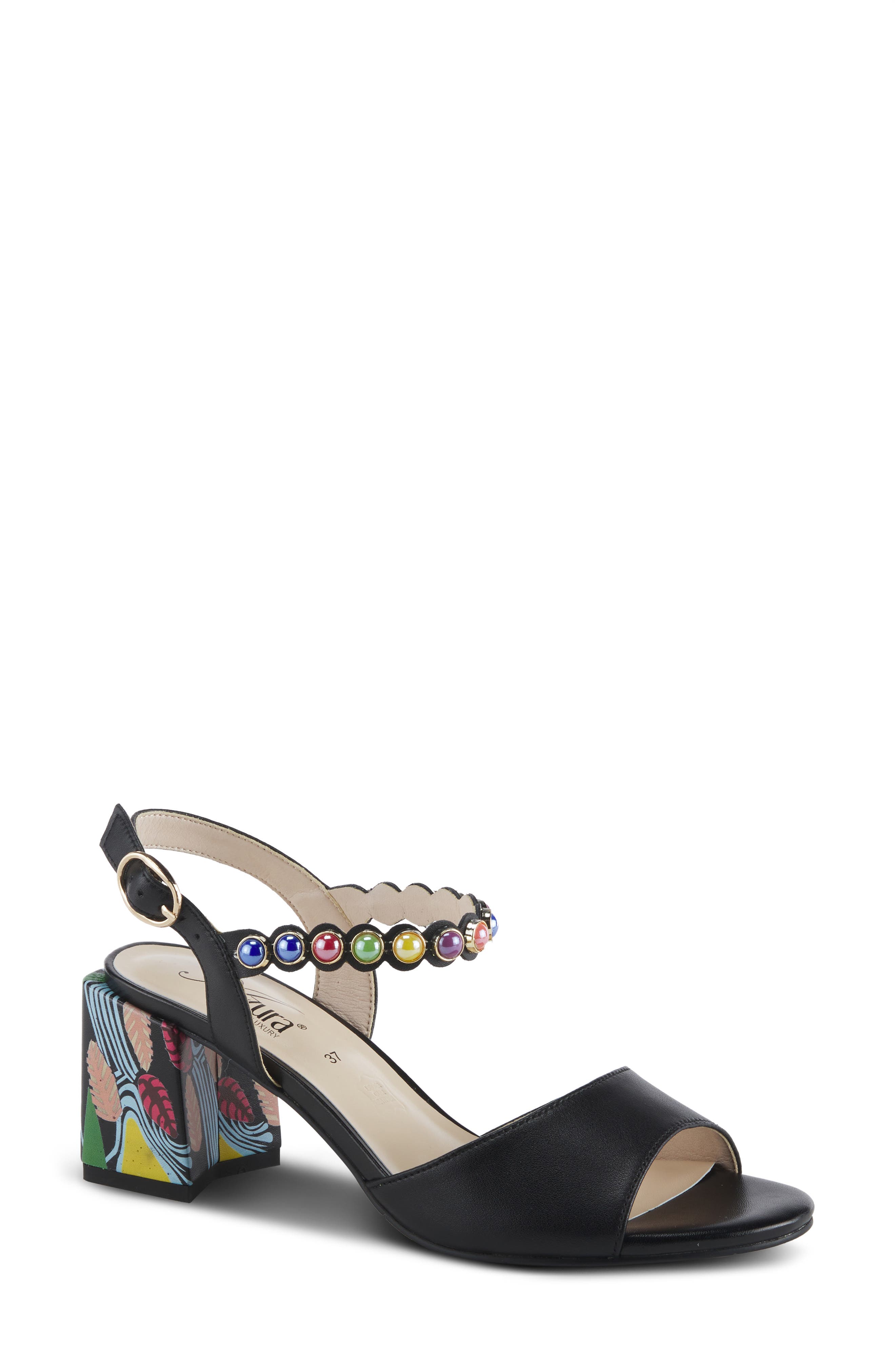 AZURA BY SPRING STEP Legendary Ankle Strap Sandal, Main, color, Black