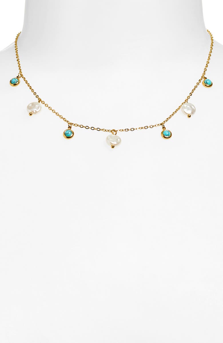 AREA STARS Faux Pearl & Faux Stone Charm Necklace, Alternate, color, Gold