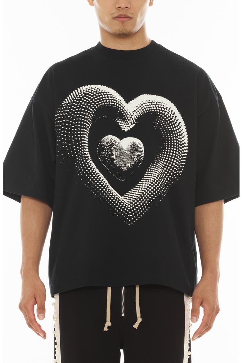 Heart Cotton Graphic T-Shirt, Main, color, BLACK