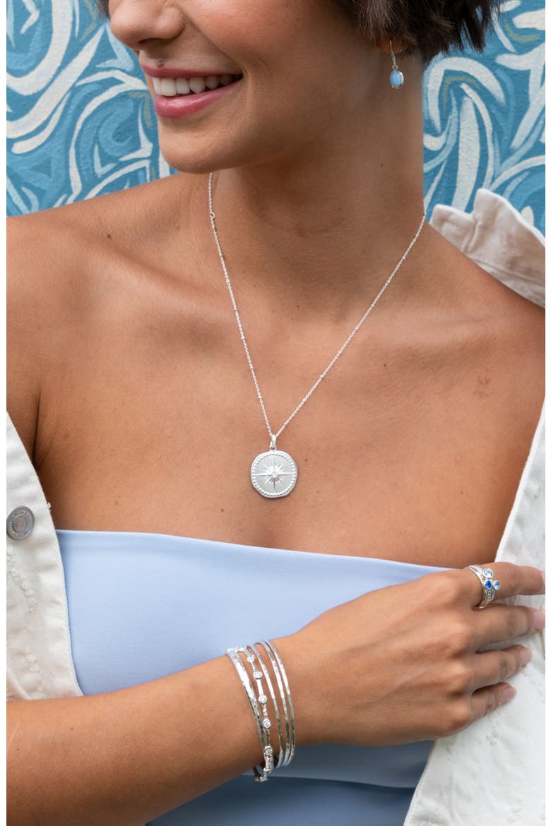 Diamond True North Talisman Necklace, Alternate, color, Sterling Silver
