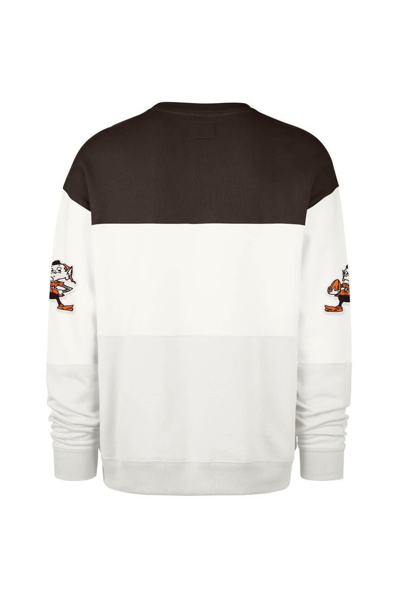 Men's '47  White Cleveland Browns Throwback Breeze Maximalist Sweatshirt, Alternate, color, Brown