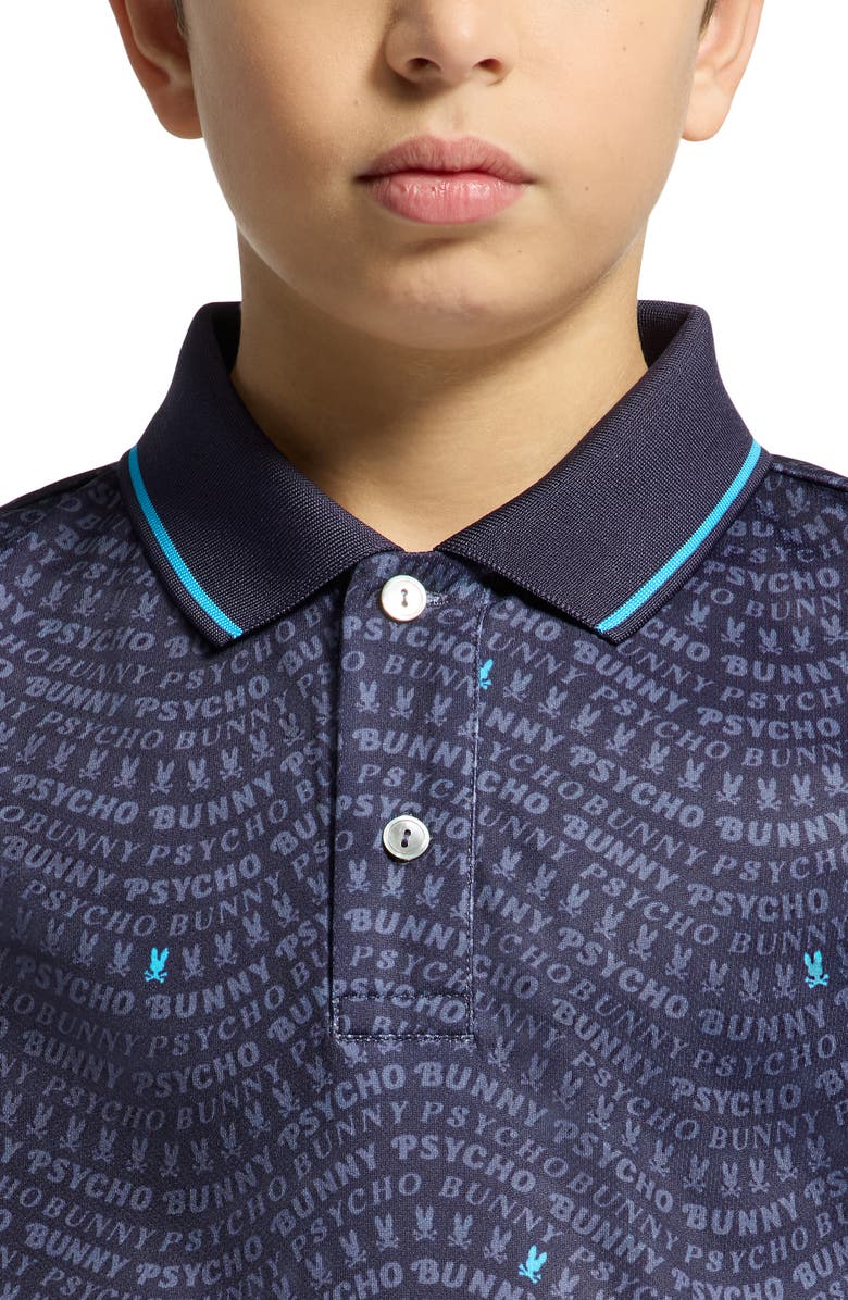 Psycho Bunny Kids' Winston Logo Print Piqué Polo, Alternate, color, Evening Blue