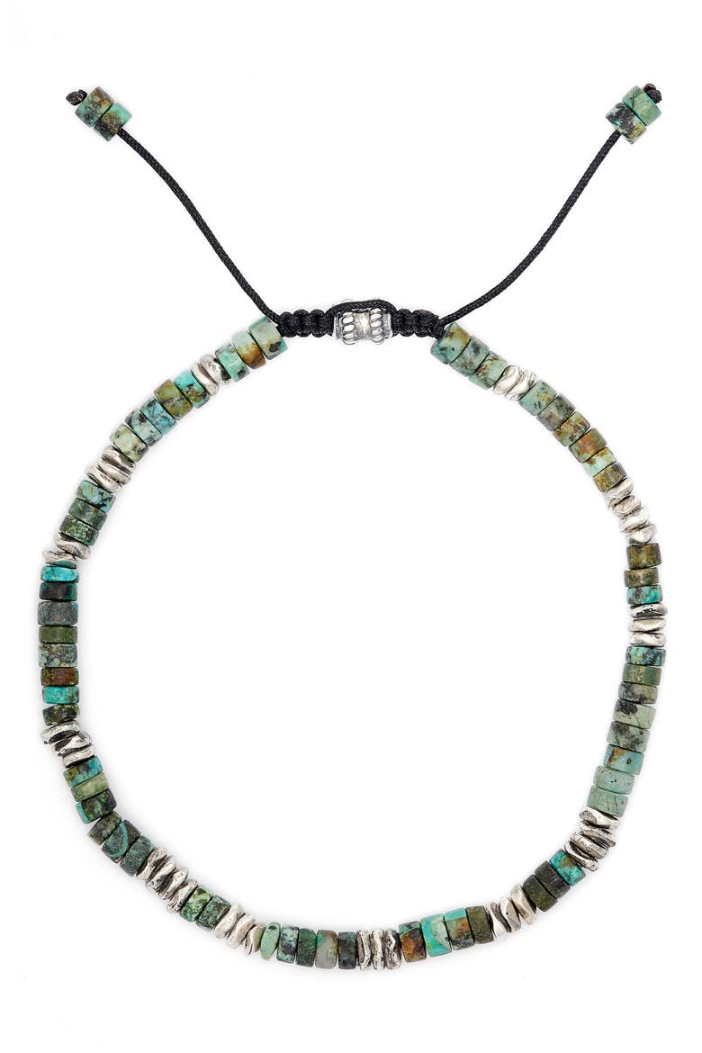 Dakota Turquoise & Sterling Silver Adjustable Bracelet, Main, color, TURQUOISE