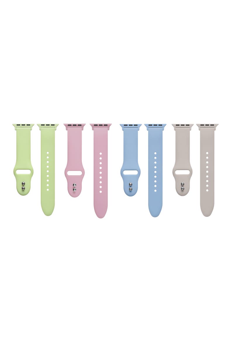 4-Pack Silicone Apple Watch® Watchbands, Main, color, GREEN ASSORTED