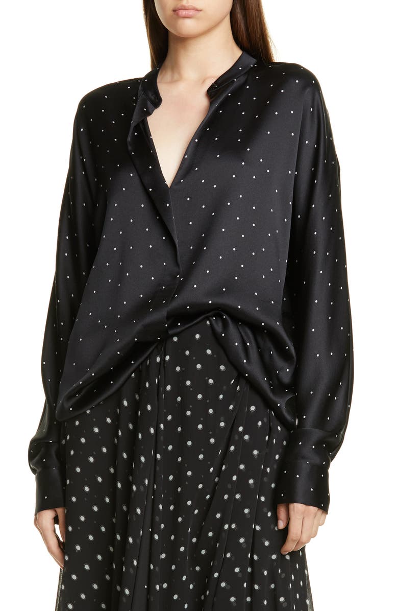 Vince Dot Print Popover Silk Blouse, Main, color, 