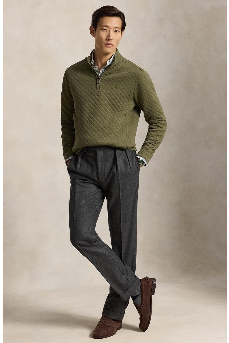 Quilted Quarter Zip Pullover, Alternate, color, GREEN