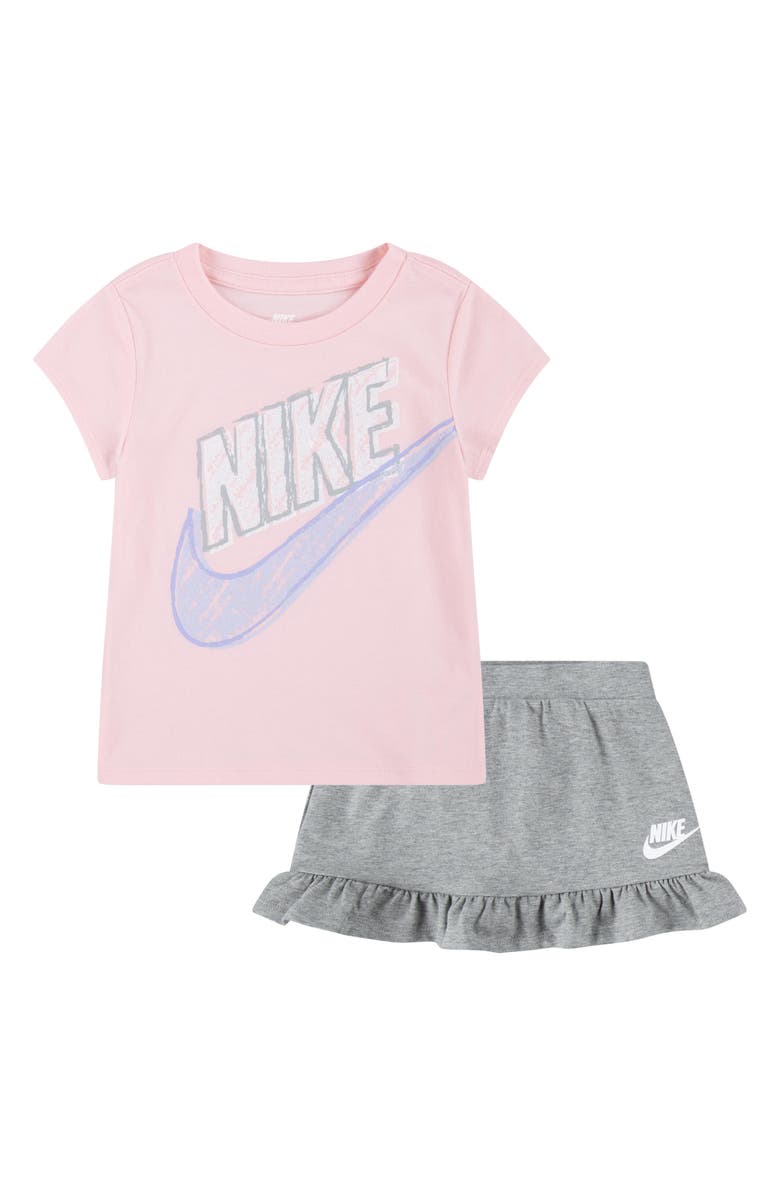 Nike Kids' Swoosh Graphic T-Shirt & Skort Set, Main, color, 