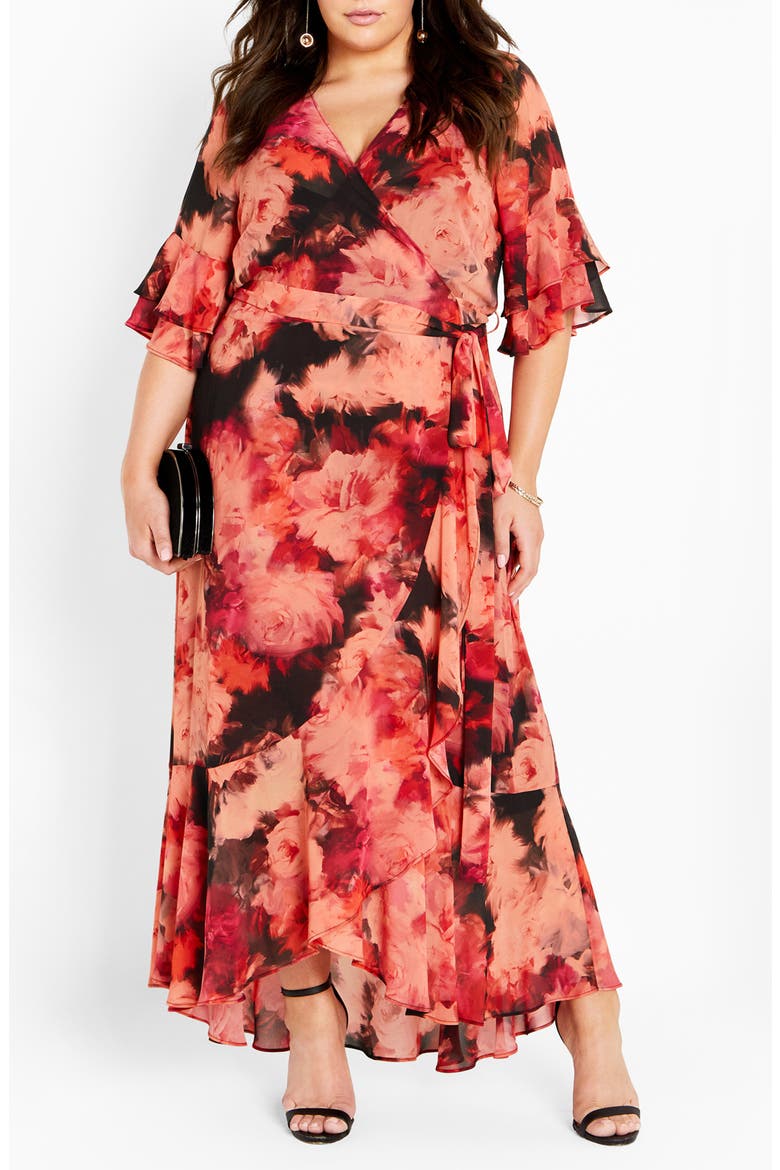 Hanna Floral Print Wrap Maxi Dress, Main, color, FLORAL
