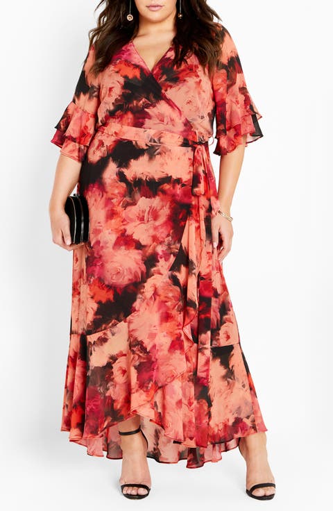 Hanna Floral Print Wrap Maxi Dress