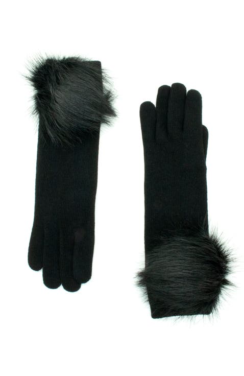 Cashmere gloves with pom