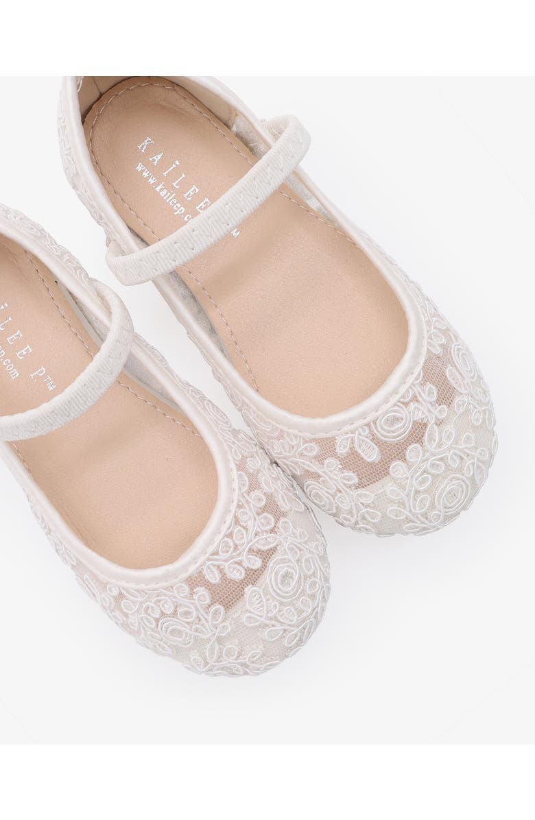 Kailee P Pas Crochet Lace Mary Jane Flats, Alternate, color, White