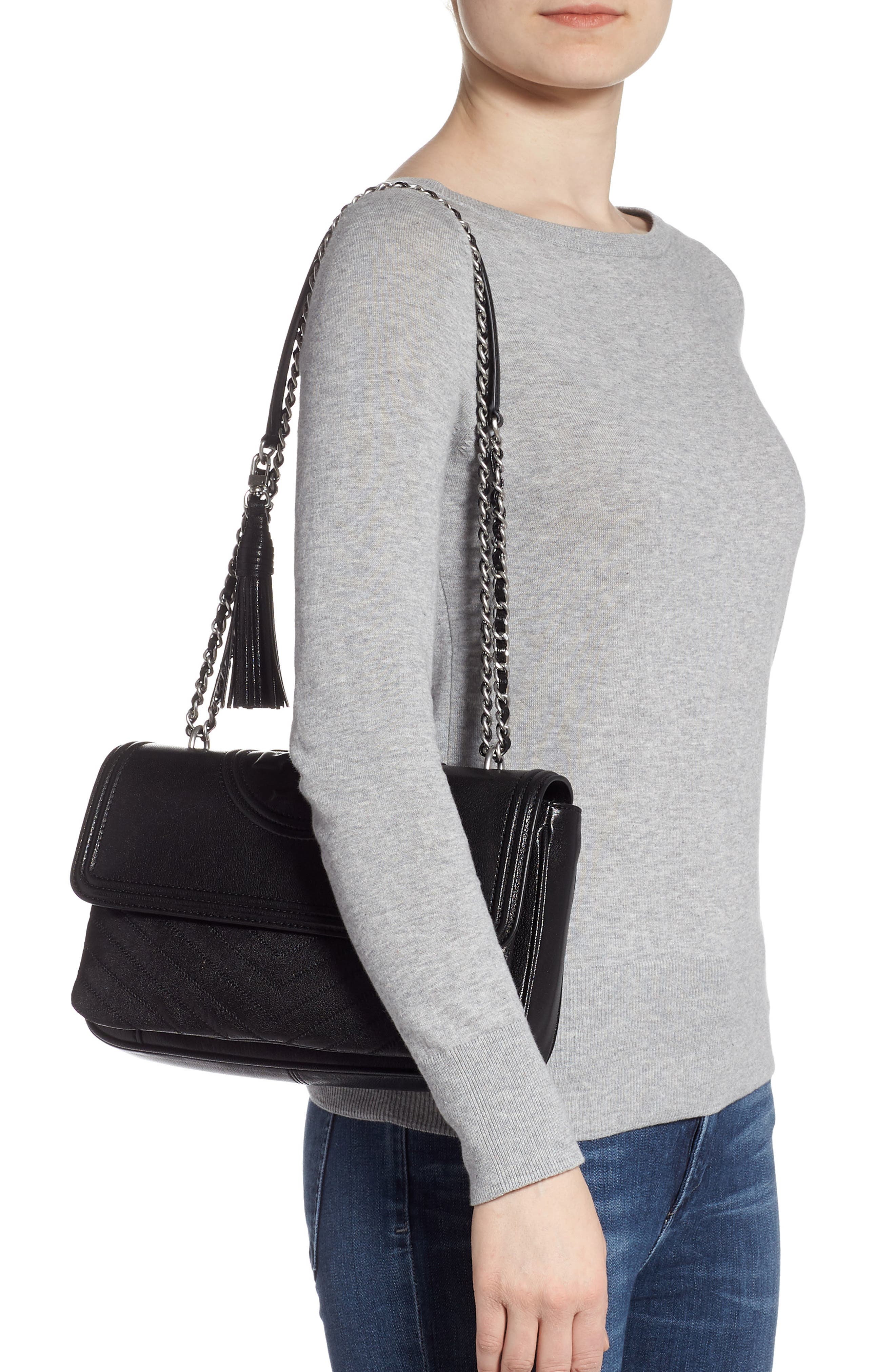 Tory Burch Fleming Leather Convertible Shoulder Bag, Alternate, color, 