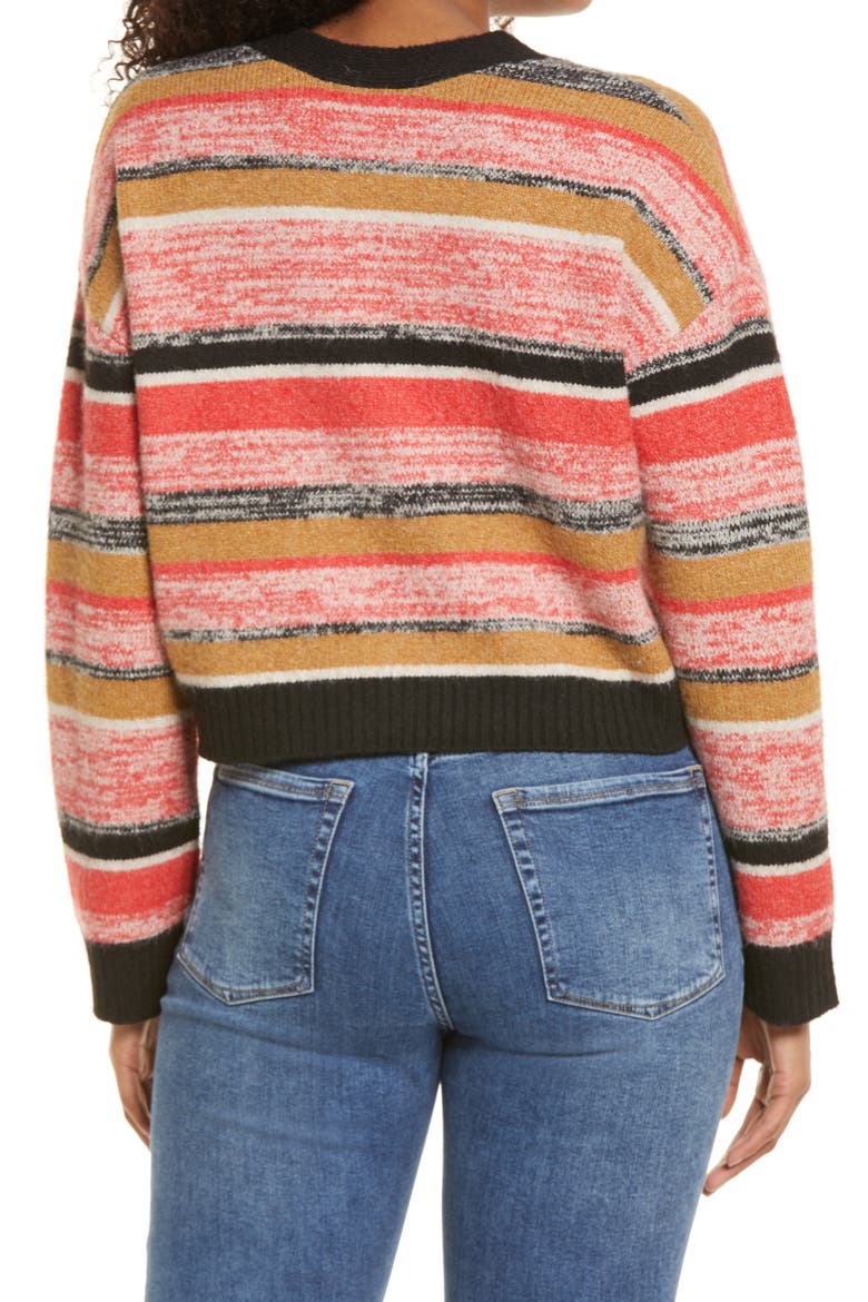 Crop Cardigan, Alternate, color, BLACK MARL STRIPE