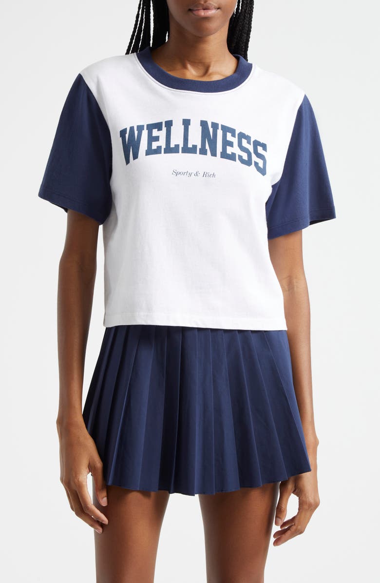 Sporty & Rich Wellness Colorblock Cotton Graphic Crop T-Shirt, Main, color,