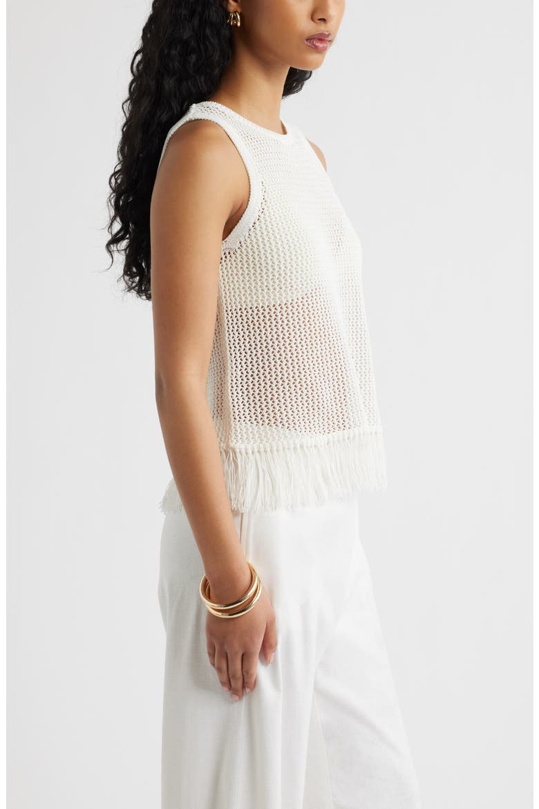 Fringe Sleeveless Sweater, Alternate, color, IVORY