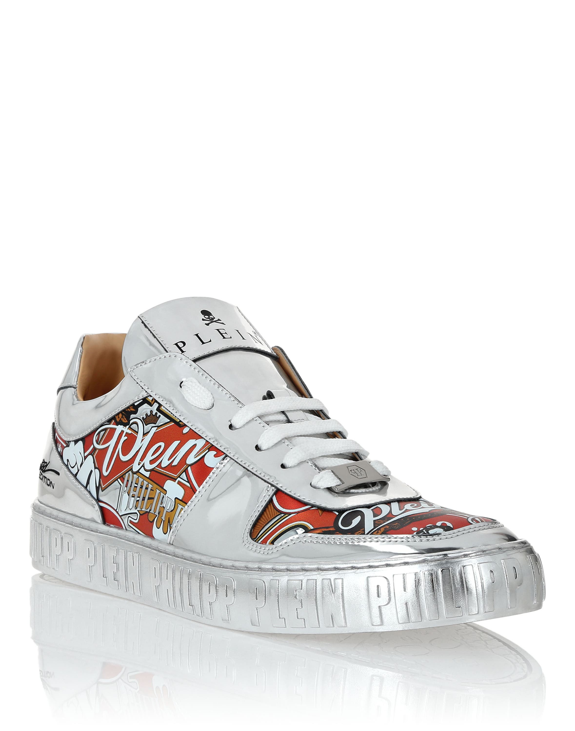 Mirror Leather Low Top Sneakers Golden Eagle Unisex, Main, color, Silver