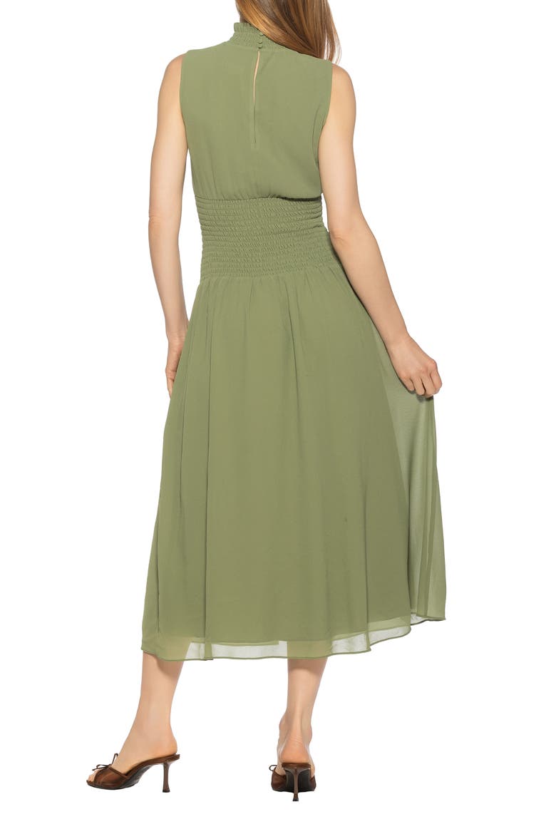 Noor Smocked Neck Midi Dress, Alternate, color, SAGE