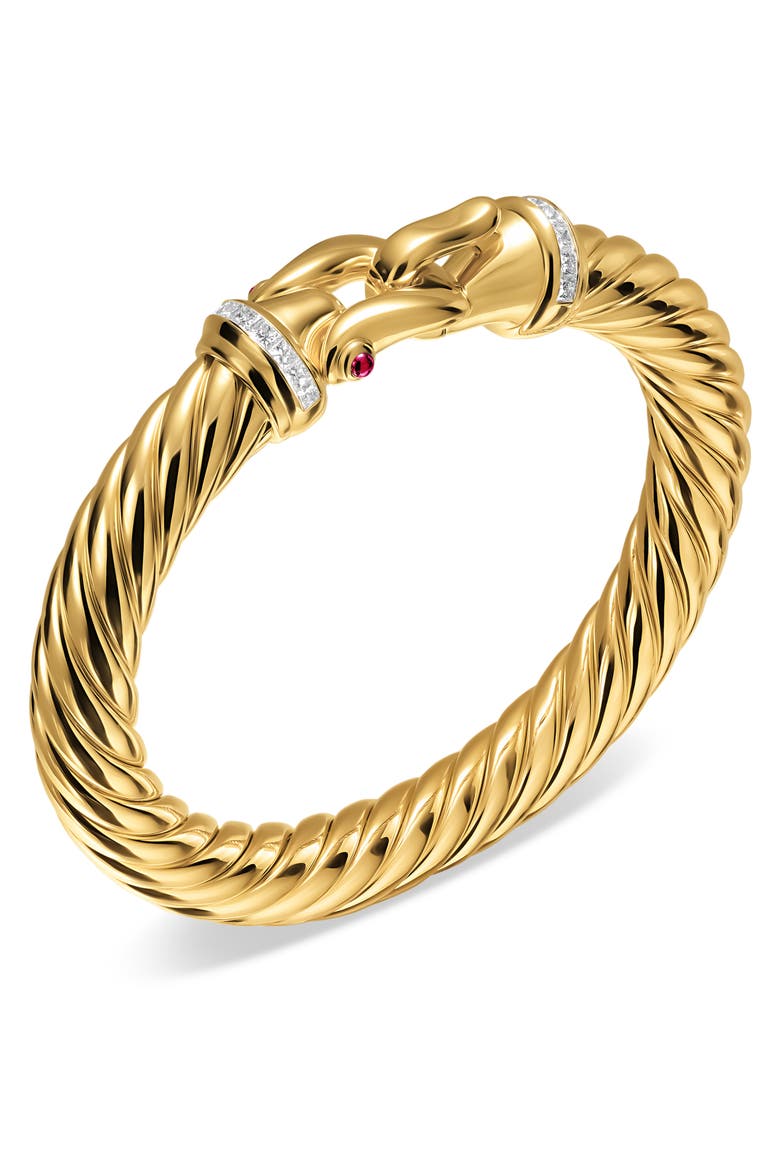 Cablespira Flex Buckle Bracelet in 18K Yellow Gold with Rubies & Diamonds, Alternate, color, GOLD