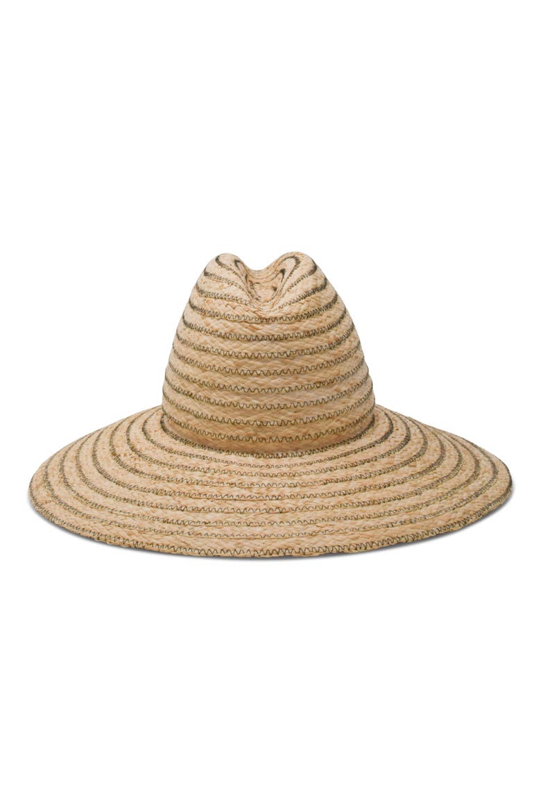 Requiem Zigzag Packable Raffia Fedora, Main, color, BEIGE/BLACK