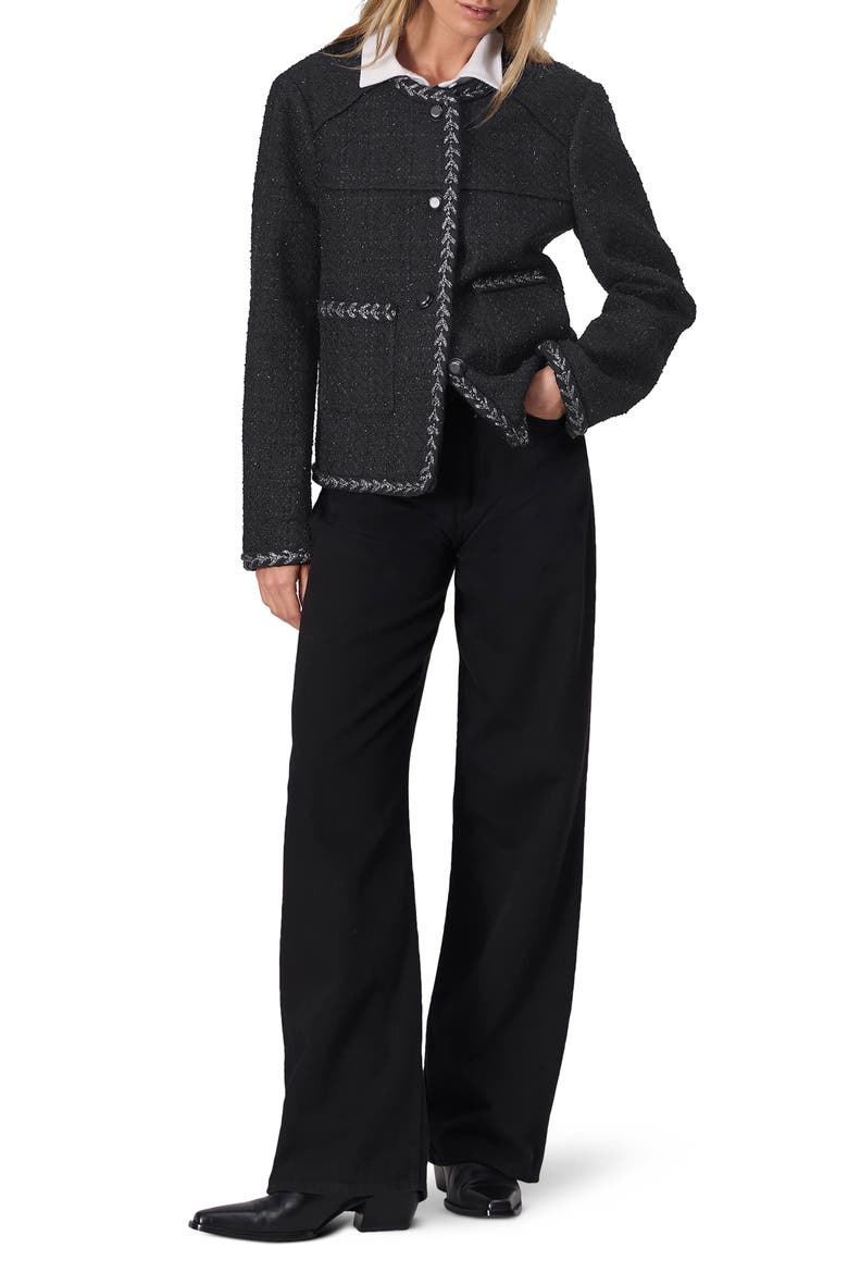 Mirabelle Metallic Tweed Jacket, Alternate, color, BLACK