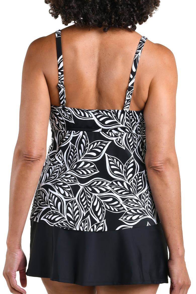 Native Vines Underwire Bandeau Tankini Swim Top, Alternate, color, BLACK