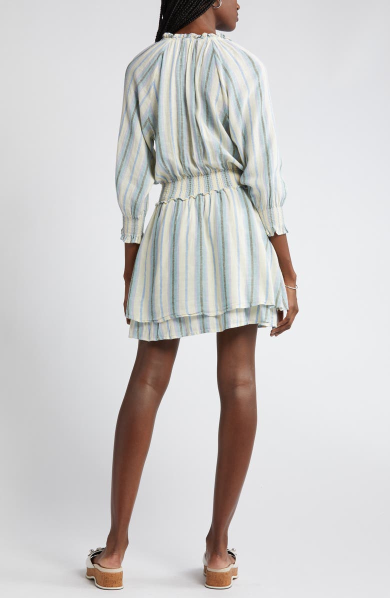 Rails Crystal Stripe Smocked Waist Linen Blend Blouson Dress, Alternate, color,