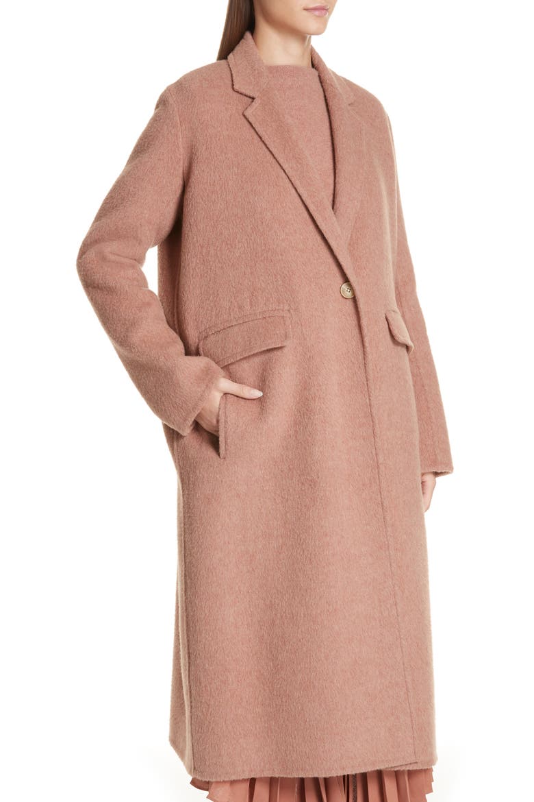 Long Wool Alpaca Blend Coat, Alternate, color, VINTAGE ROSE