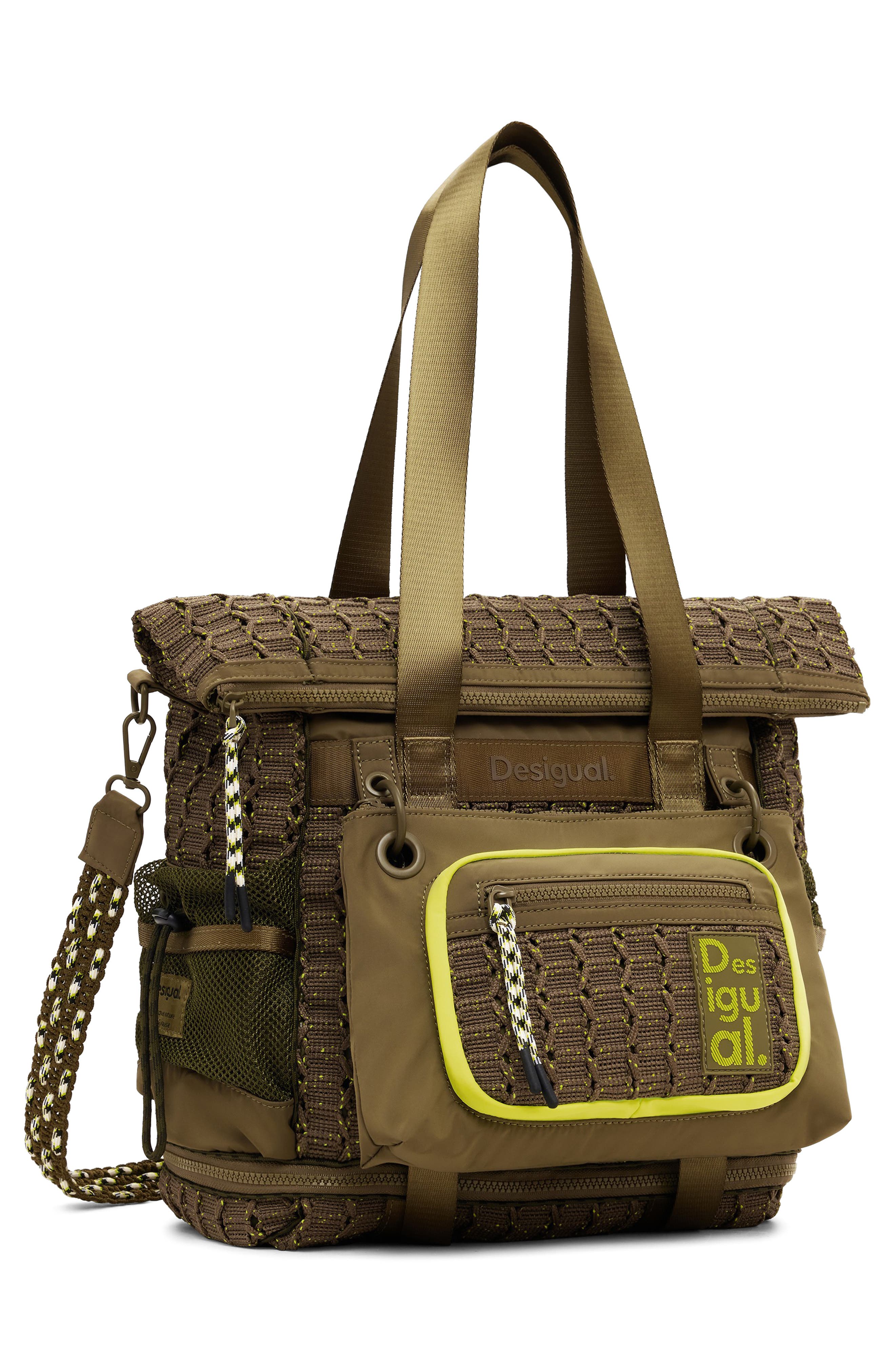 Desigual Mixed Media Big Backpack, Alternate, color, Khaki