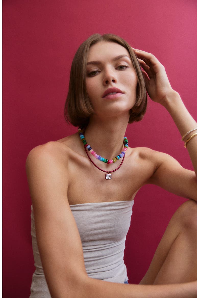 Lindsey Crystal Collar Necklace, Alternate, color, RED