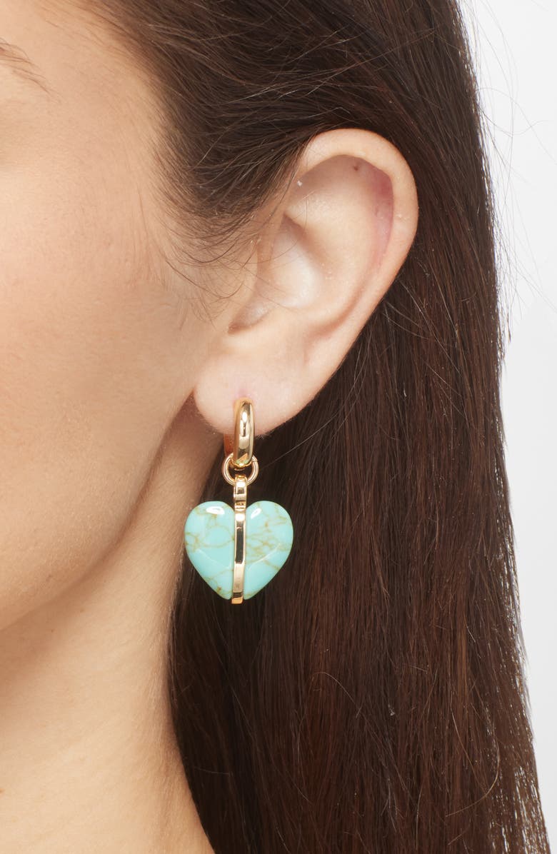 ROXANNE ASSOULIN Heart Charm Drop Earrings, Alternate, color, Gold/ Turquoise