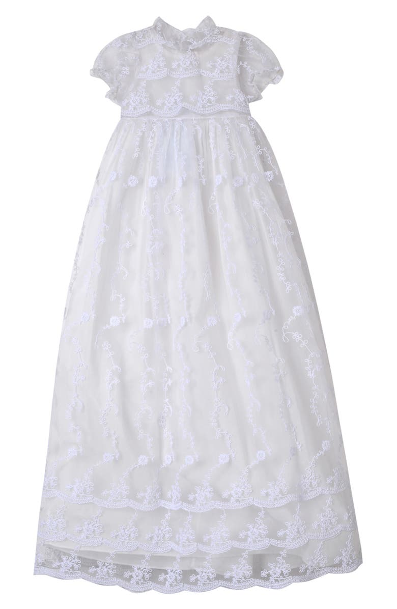 Laura Ashley Embroidered Gown with Bonnet, Alternate, color, 