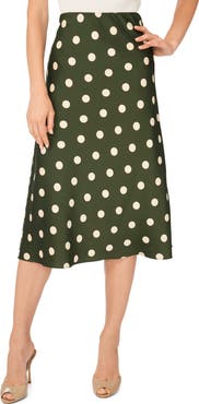 Parker Polka Dot Satin Midi Skirt