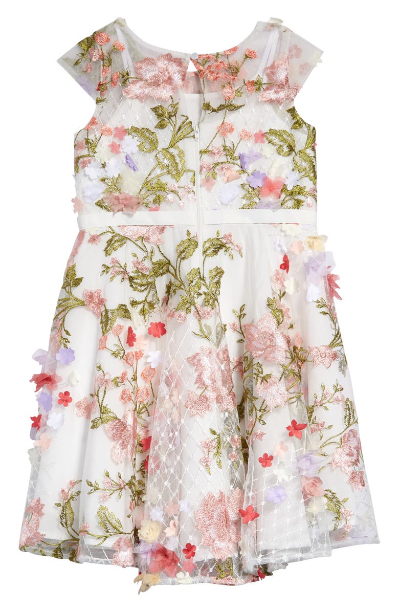 Marchesa Kids' Floral Embroidered Mesh Dress, Alternate, color, 