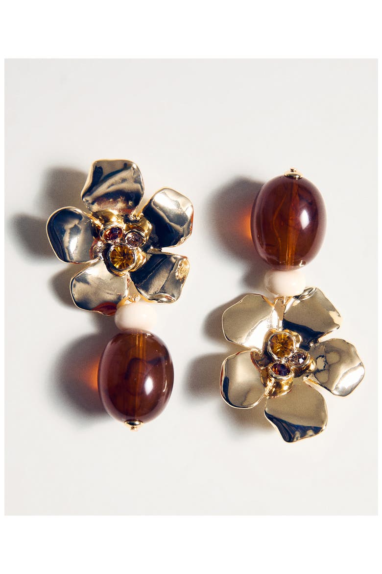 Floral Drop Earrings, Alternate, color, GOLD