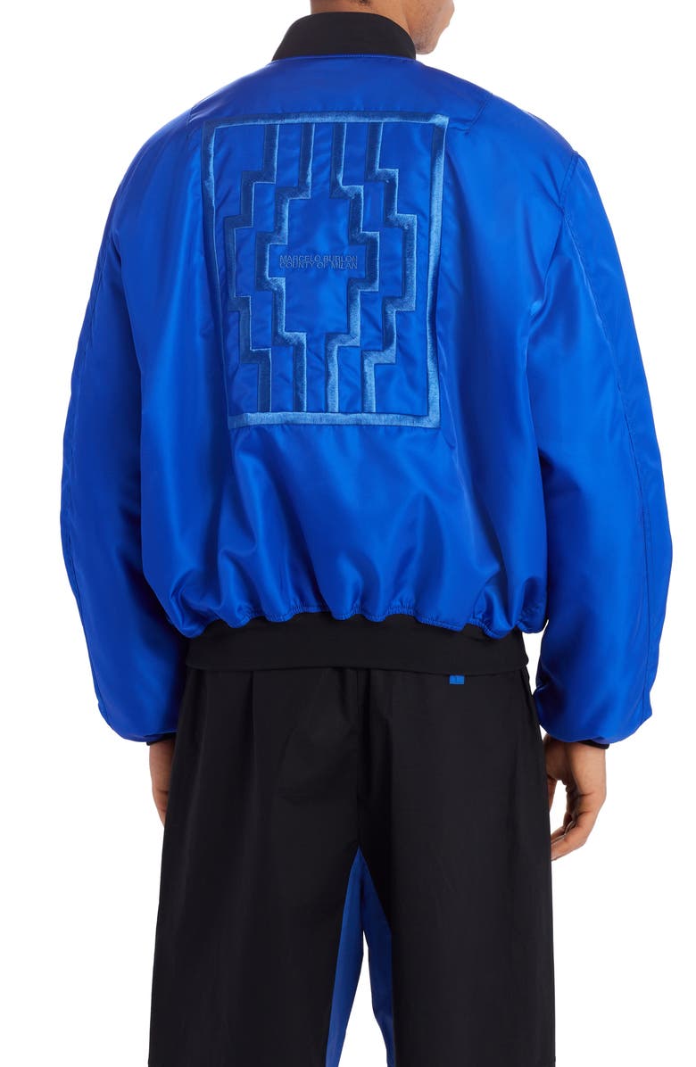 Marcelo Burlon Embroidered Cross Logo Nylon Bomber Jacket, Alternate, color, 
