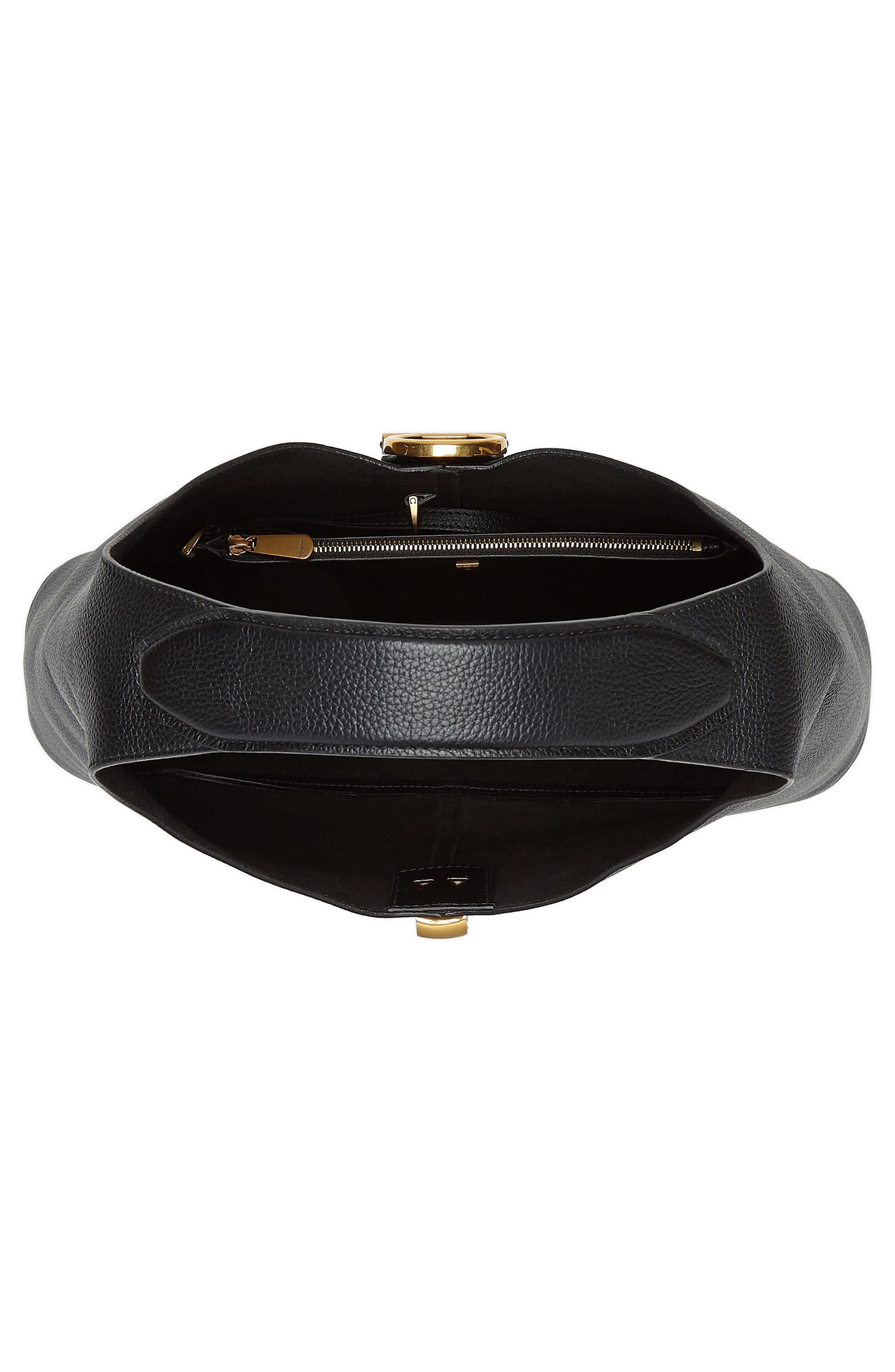 FERRAGAMO Gancio Leather Hobo, Alternate, color, 