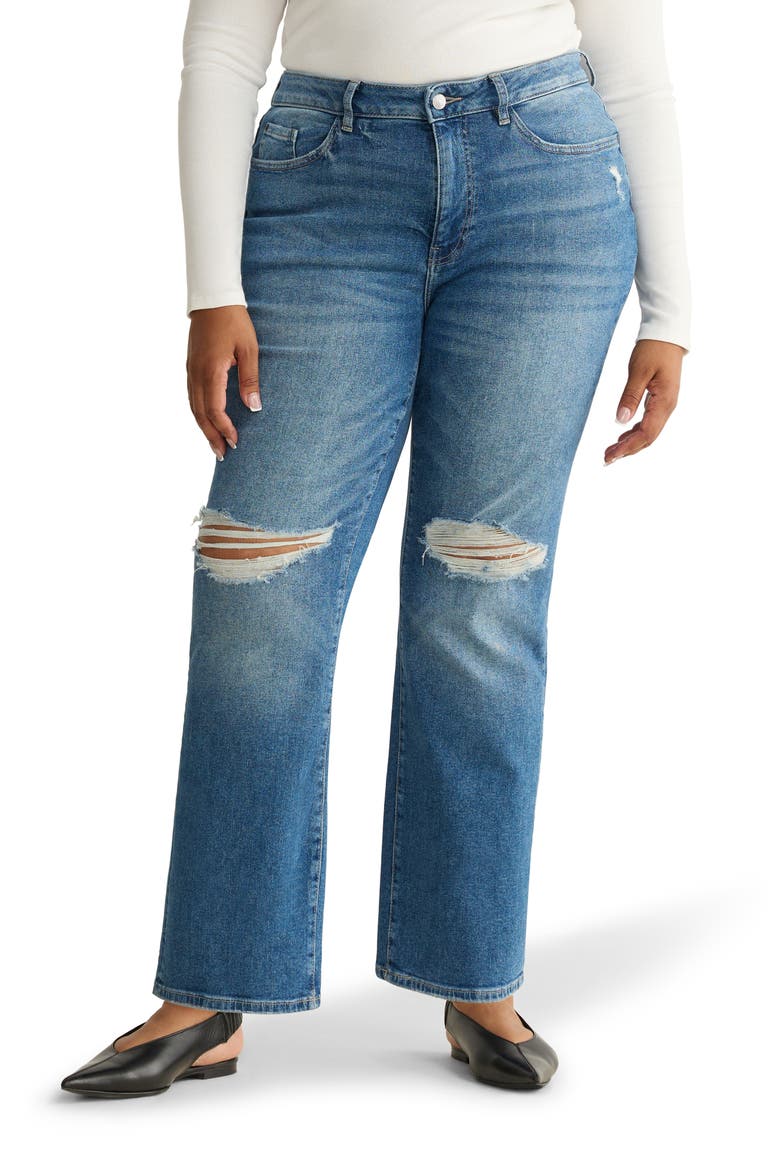 ASE High Waist Ripped Straight Leg Jeans, Main, color, DUST IT OFF