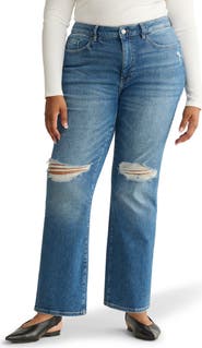 WARP+WEFT ASE High Waist Ripped Straight Leg Jeans