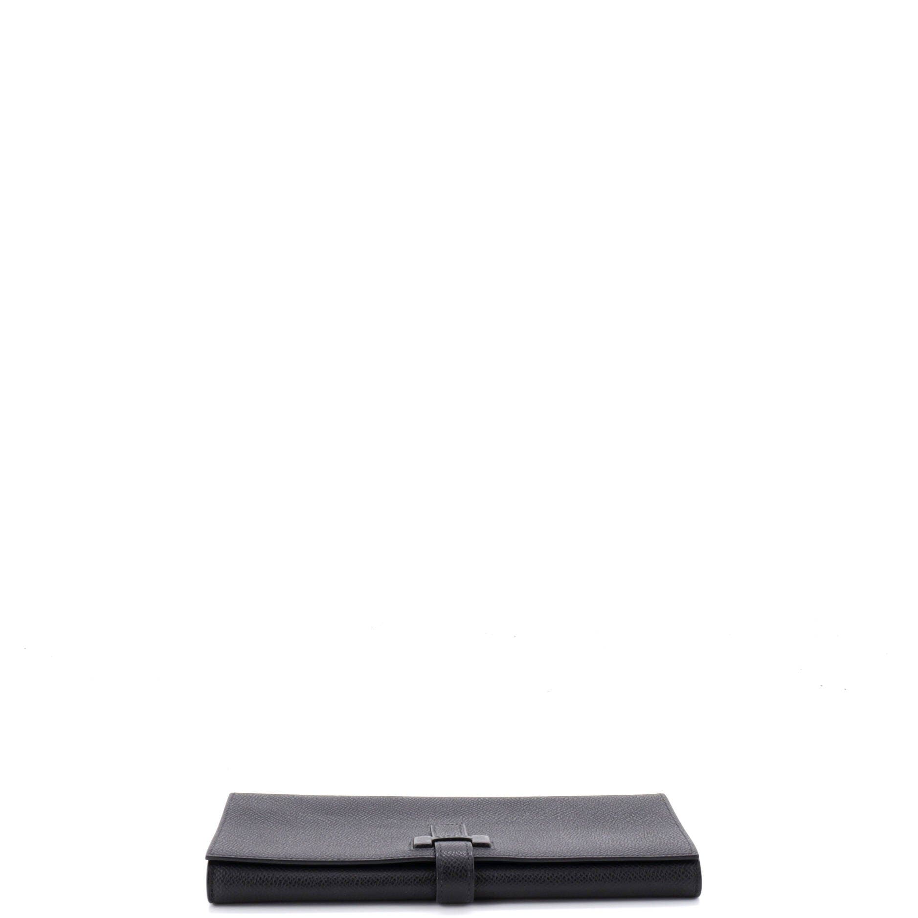 Pre-Owned Hermes New H Passant Wallet Leather Long, Alternate, color, Noir