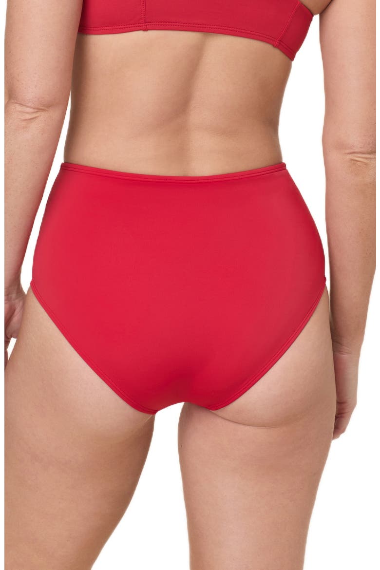 High Waist Bikini Bottoms, Alternate, color, CHERRY RED