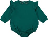 RuffleButts Baby Girls Sweatshirt Bubble Romper