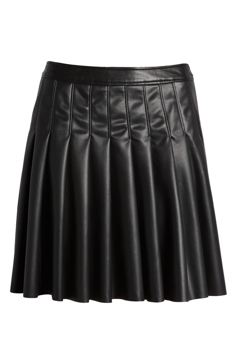 Topshop Pleated Faux Leather Miniskirt, Alternate, color,