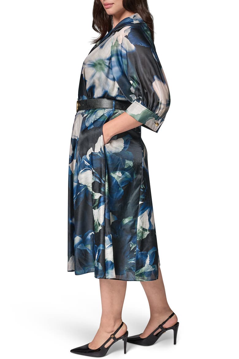 Floral Organza Shirtdress, Alternate, color, BLACK FORE