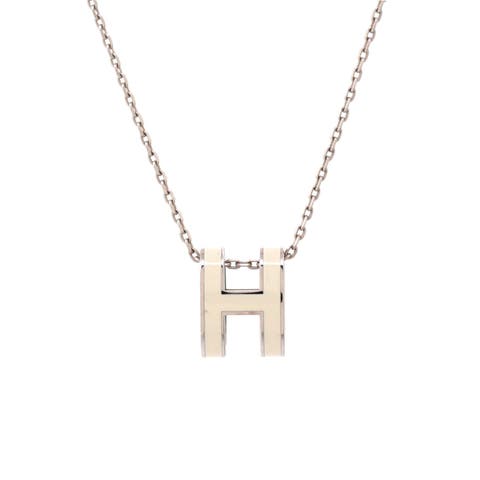 Pop H Pendant Chain Necklace Metal and Enamel Mini