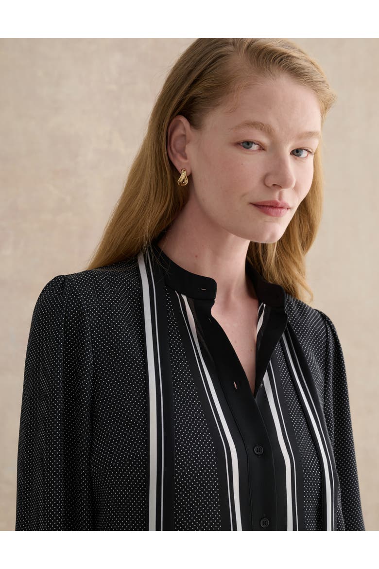 Valerie Tie-Neck Blouse, Alternate, color, Navy Ivory